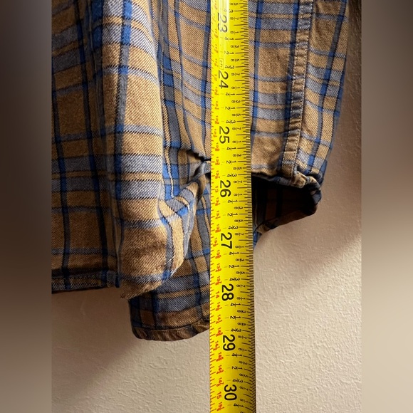 Patagonia button up Shirt Mens Brown Blue Plaid Long Sleeve Organic Cotton M - Picture 6 of 6
